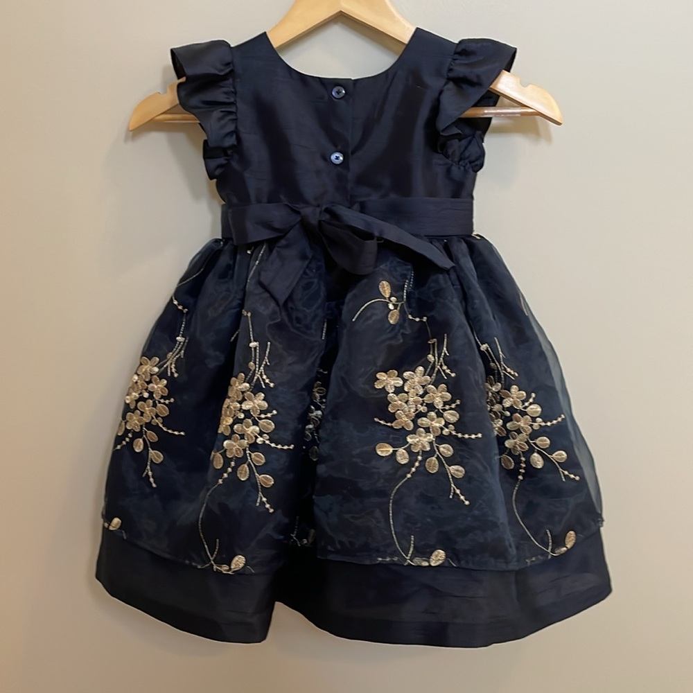 Laura Ashley navy/gold dress size 5 - Picture 2 of 3
